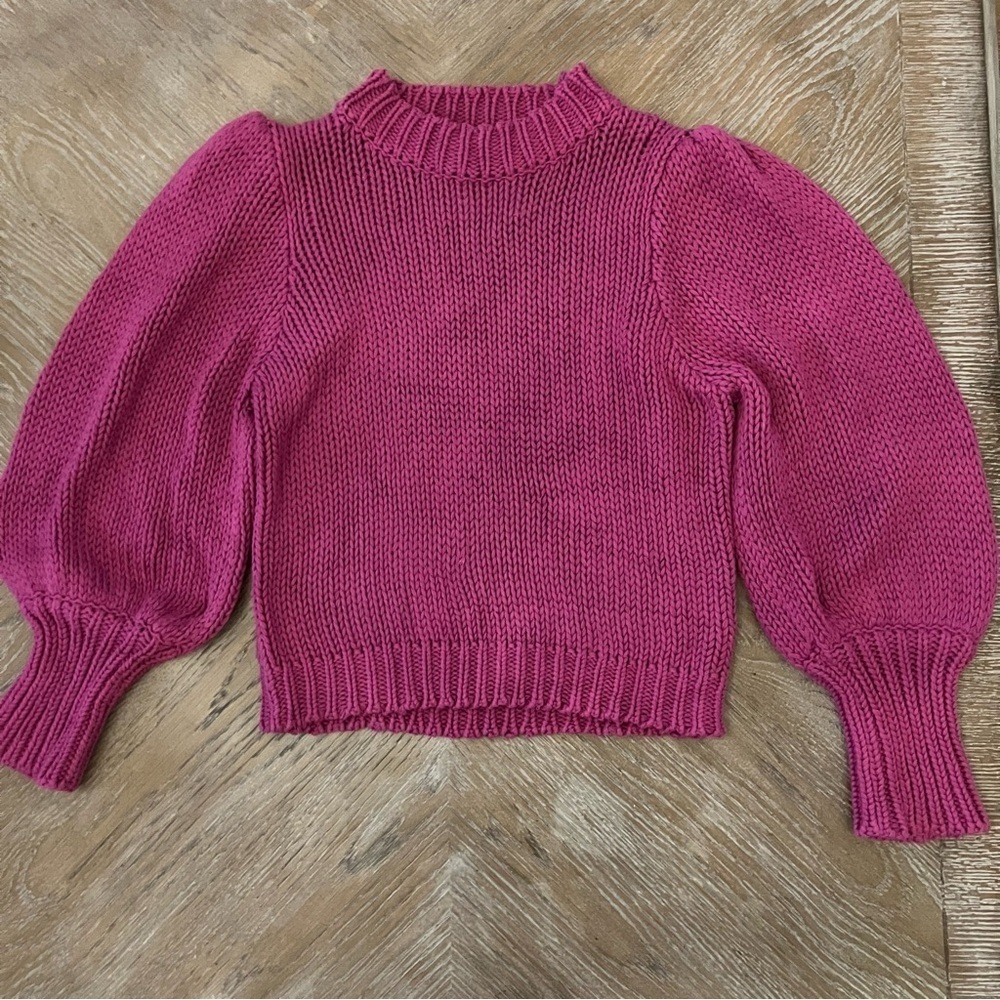Pistola Gabbie Wild Orchid Puff Sleeve Chunky Knit Sweater (xs) Anthropology - Picture 5 of 11